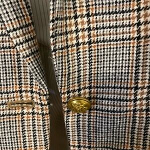 Women’s Plaid Blazer - Black, White, Tan